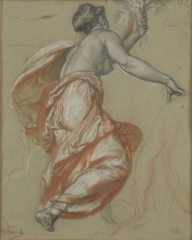 Donna con bouquet (studio di dettaglio per Amore e Psiche, soffitto dell'Hotel Gunsburg a Parigi), 1870